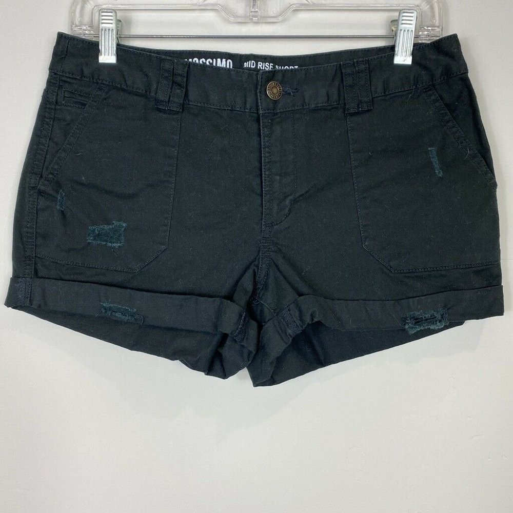 Mossimo Mid Rise Women's Black Distressed Shorts